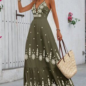 Multicolor Boho Women's Long Floral Print Spaghetti Strap Maxi Dress